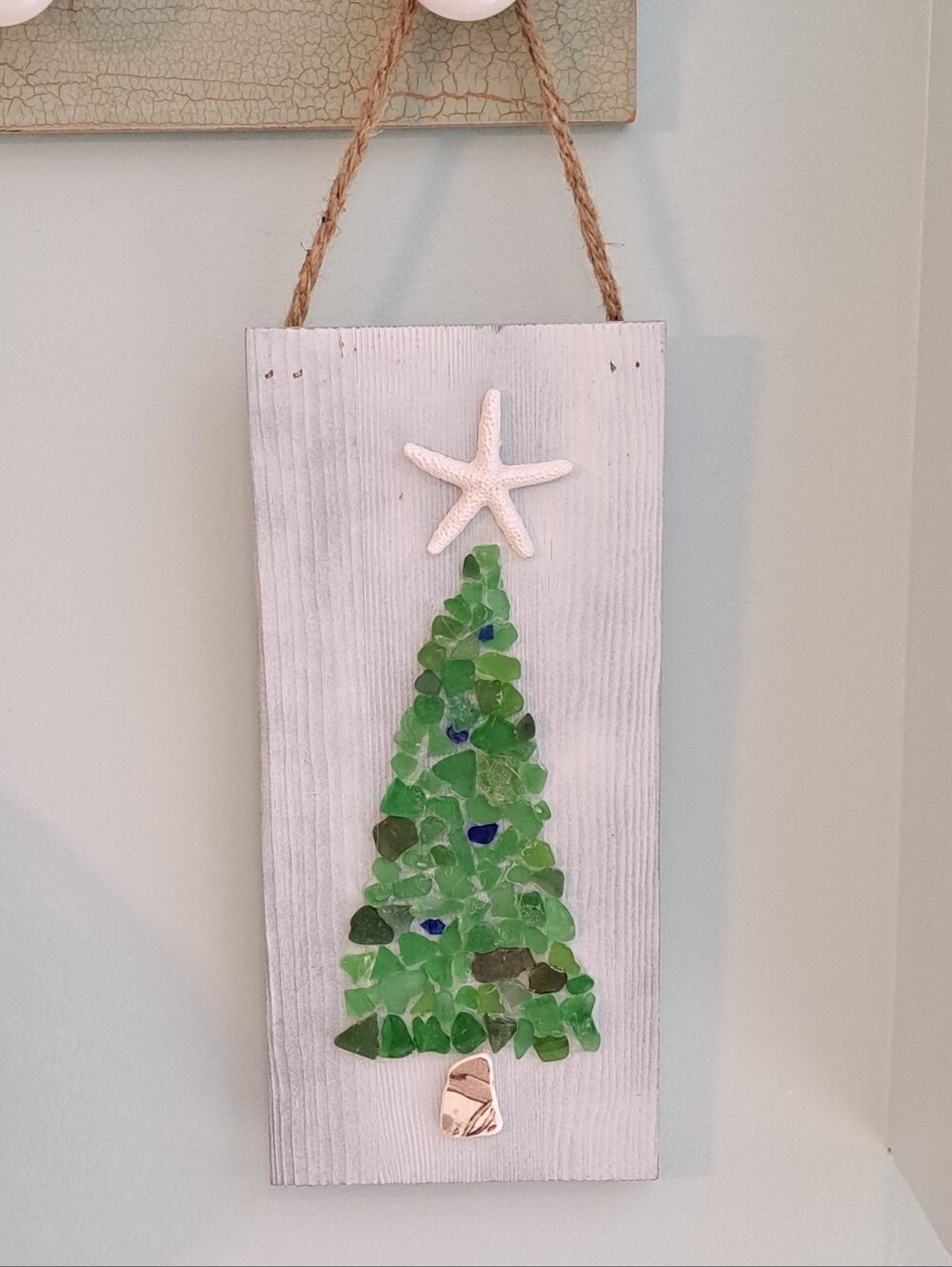 Handcrafted Locally In The Maritimes Seaglass Christmas Tree Wall Hanging